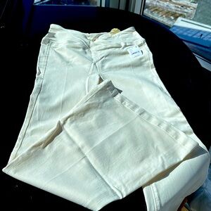 Cream colored wide leg jeans